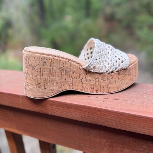 New! Soda Women’s 8.5 Macrame Woven Retro Chunky 90s Platform Wedge Sandal Cork - Picture 8 of 8